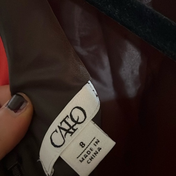 CATO Red Top w/Black/Pink/White Floral Skirt Sleeveless Sheath Dress, Sz 8,GUC. - Picture 7 of 8